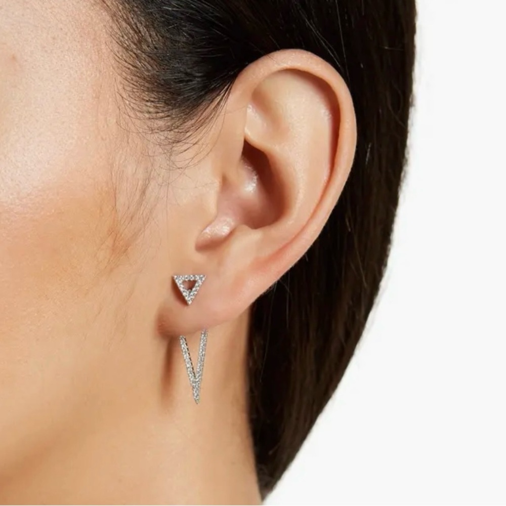 Adornia White Rhodium Plated Swarovski
Crystal Accented Triangle Post Earrings